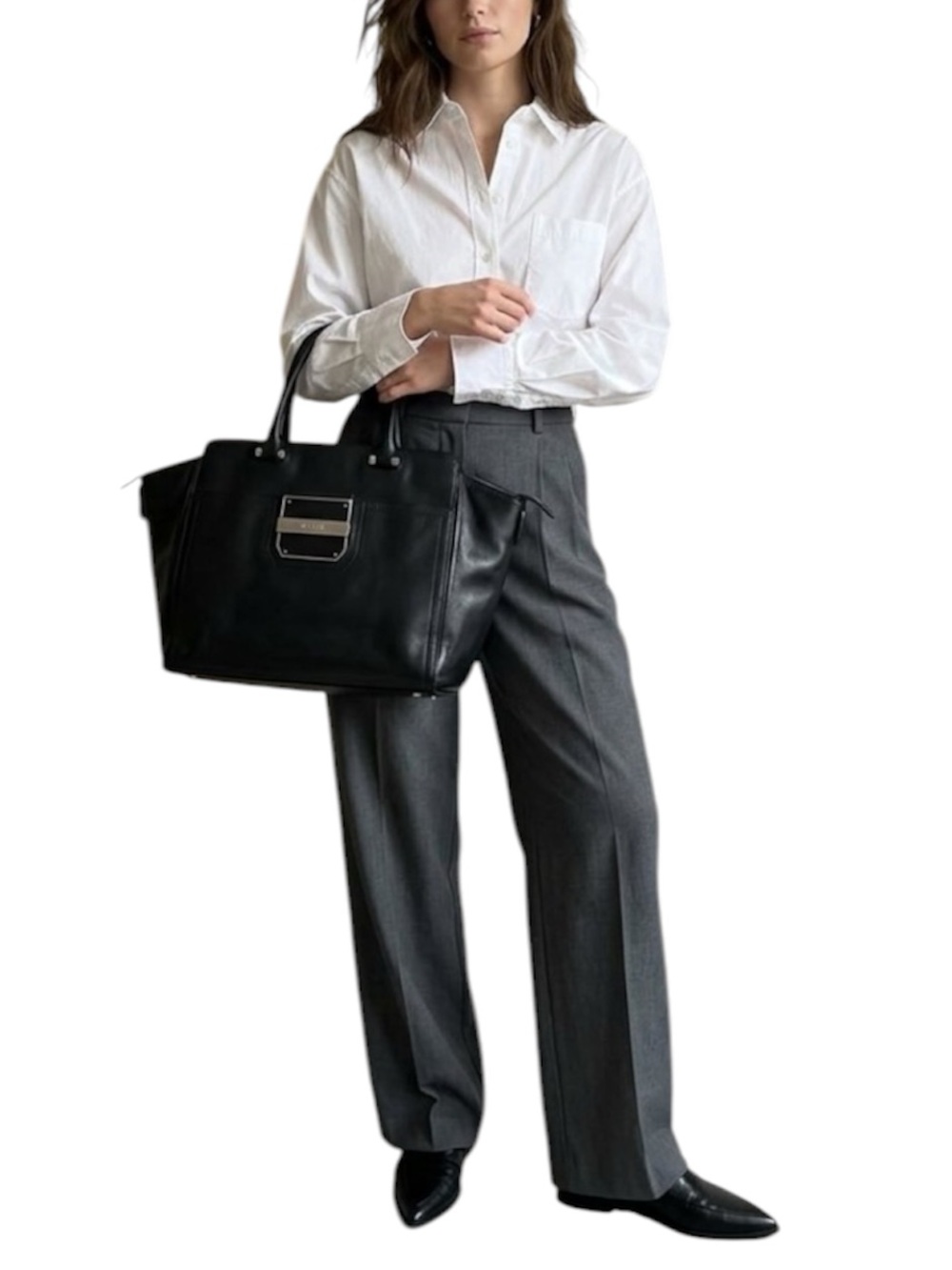 MILLY New York Black Leather Winged Satchel Tote 💼 🖤✨